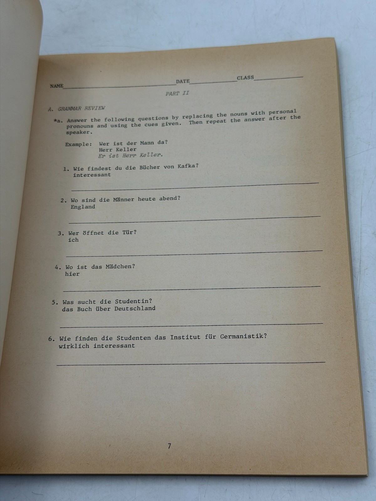 First-Year German: Lab Manual-Exercise Manual Vintage Book (3rd edition-1983)