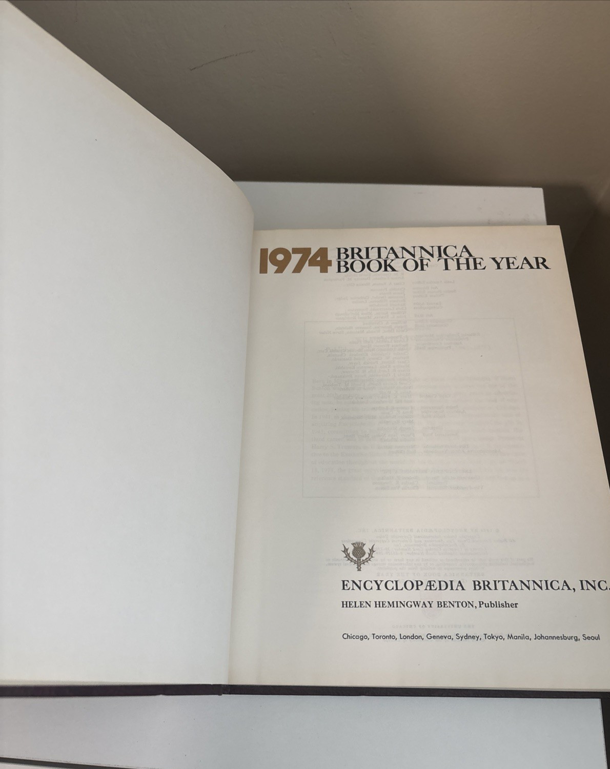 Britannica Book Of The Year 1965-1974 Events From Hardback Leather Set Of 10