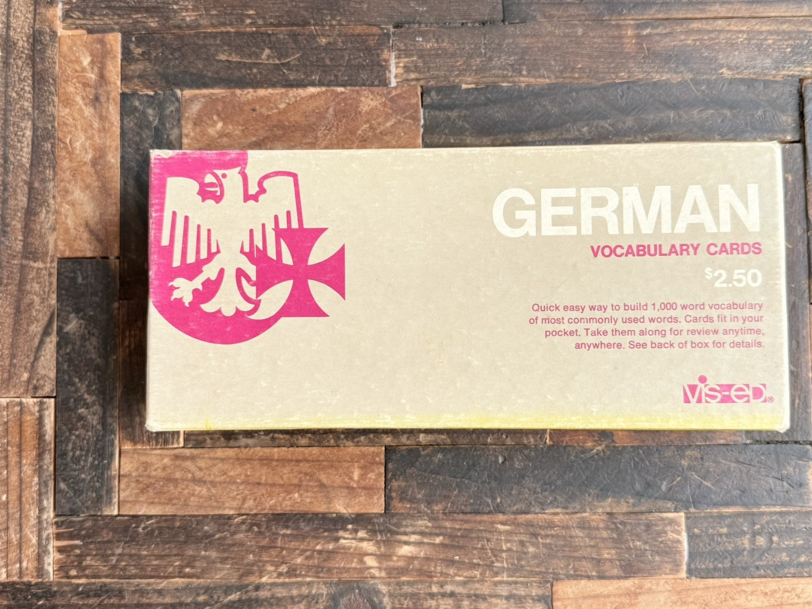 VIS-ED German Vocabulary 1000 Flashcards Vintage Boxed Study Set Complete