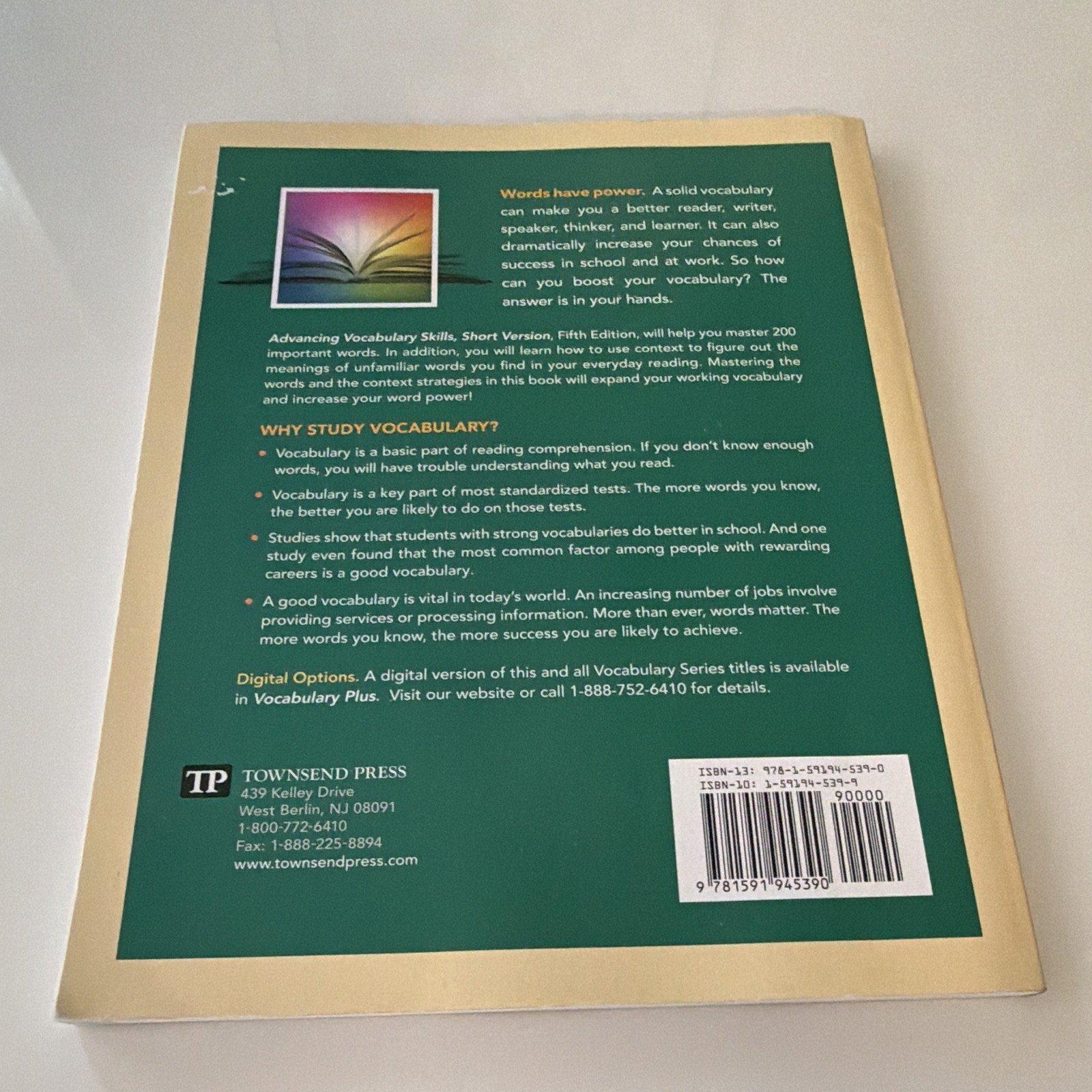 Townsend Press Advancing Vocabulary Skills Short Version 5th Ed Study Guide