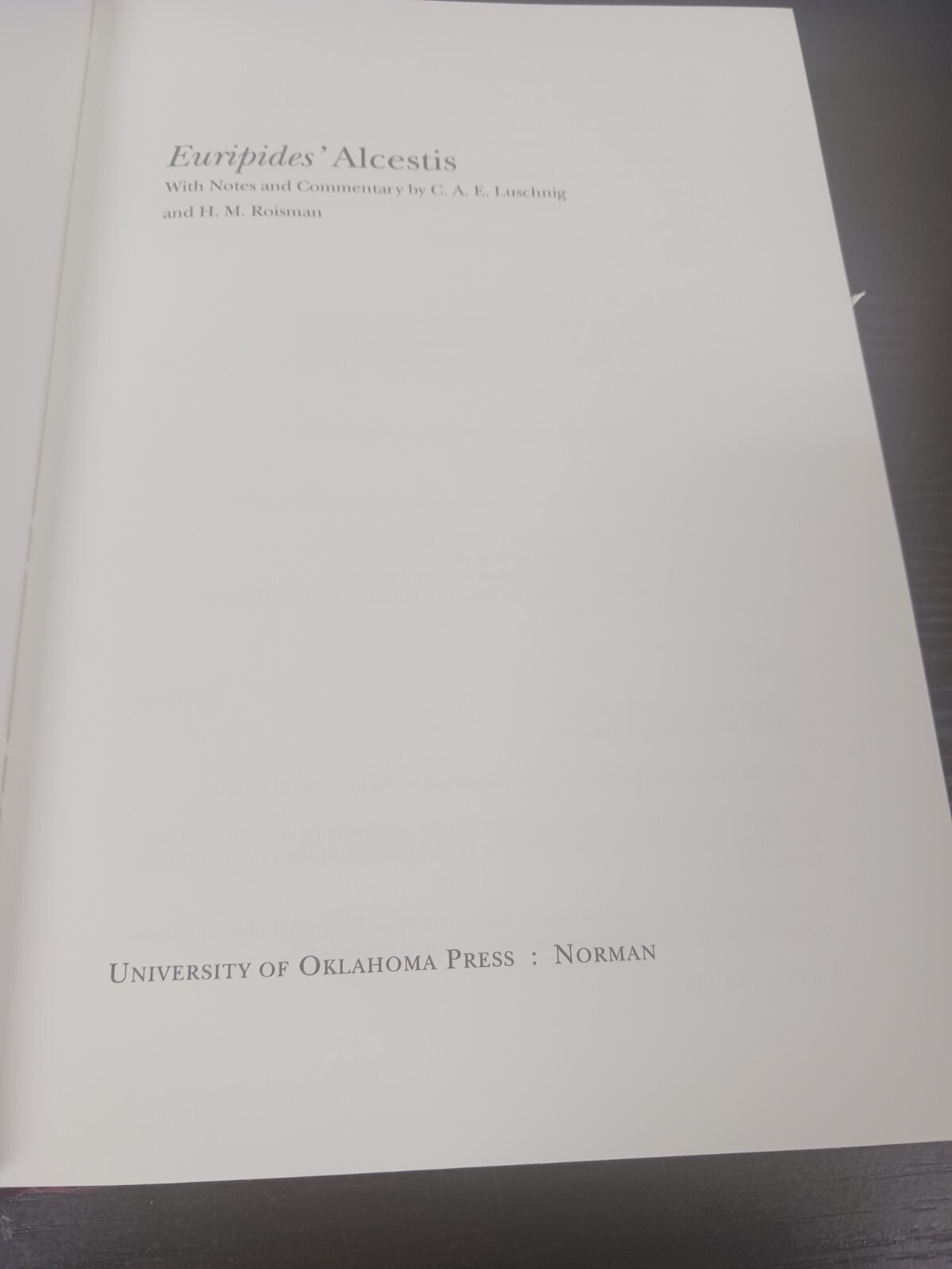 Oklahoma Series in Classical Culture Ser.: Euripides’ Alcestis by Eurípides…
