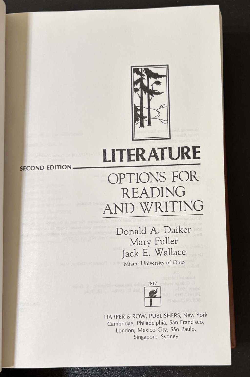 Literature: Options for Reading & Writing 2nd Ed Daiker Fuller Wallace HC