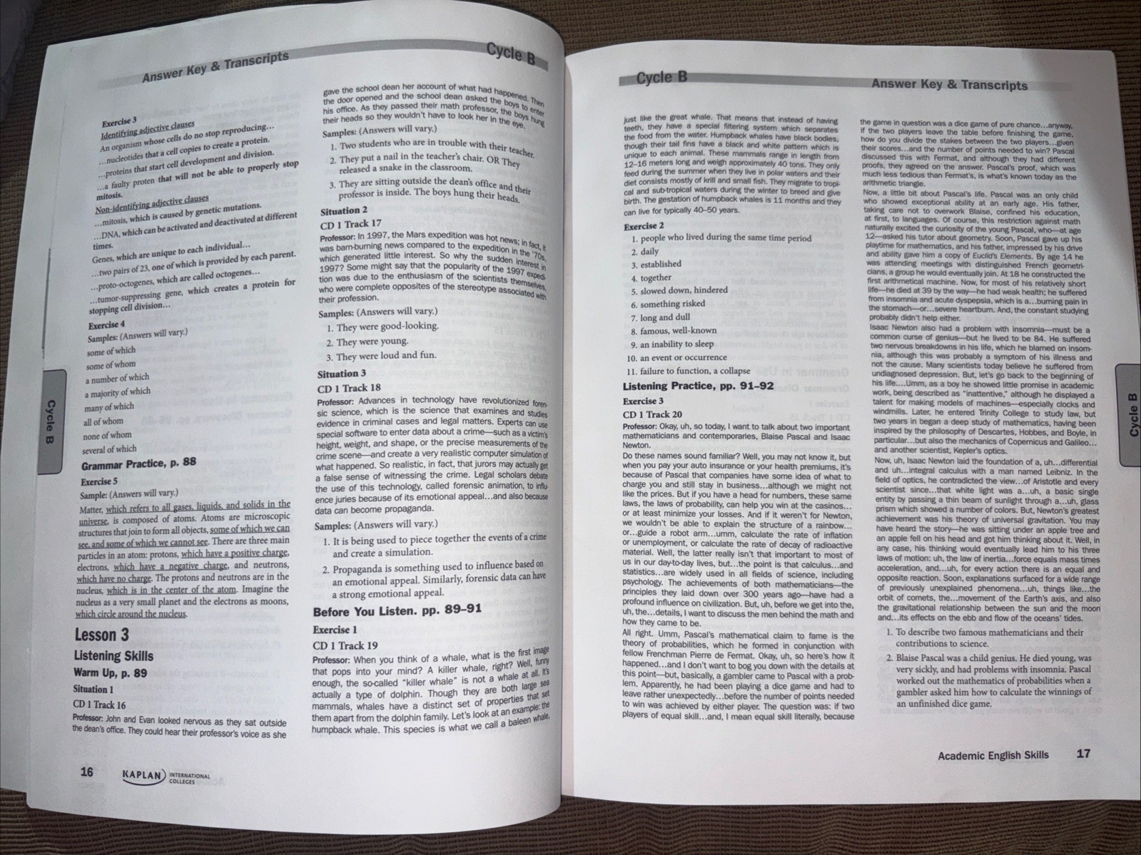 KAPLAN Academic English Skills Answer Key & Transcripts – BRAND NEW!