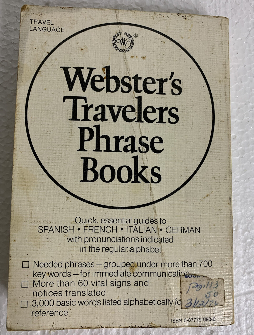 Merriam Webster English French 1971 First Ed Dictionary Travelers Phrase Book