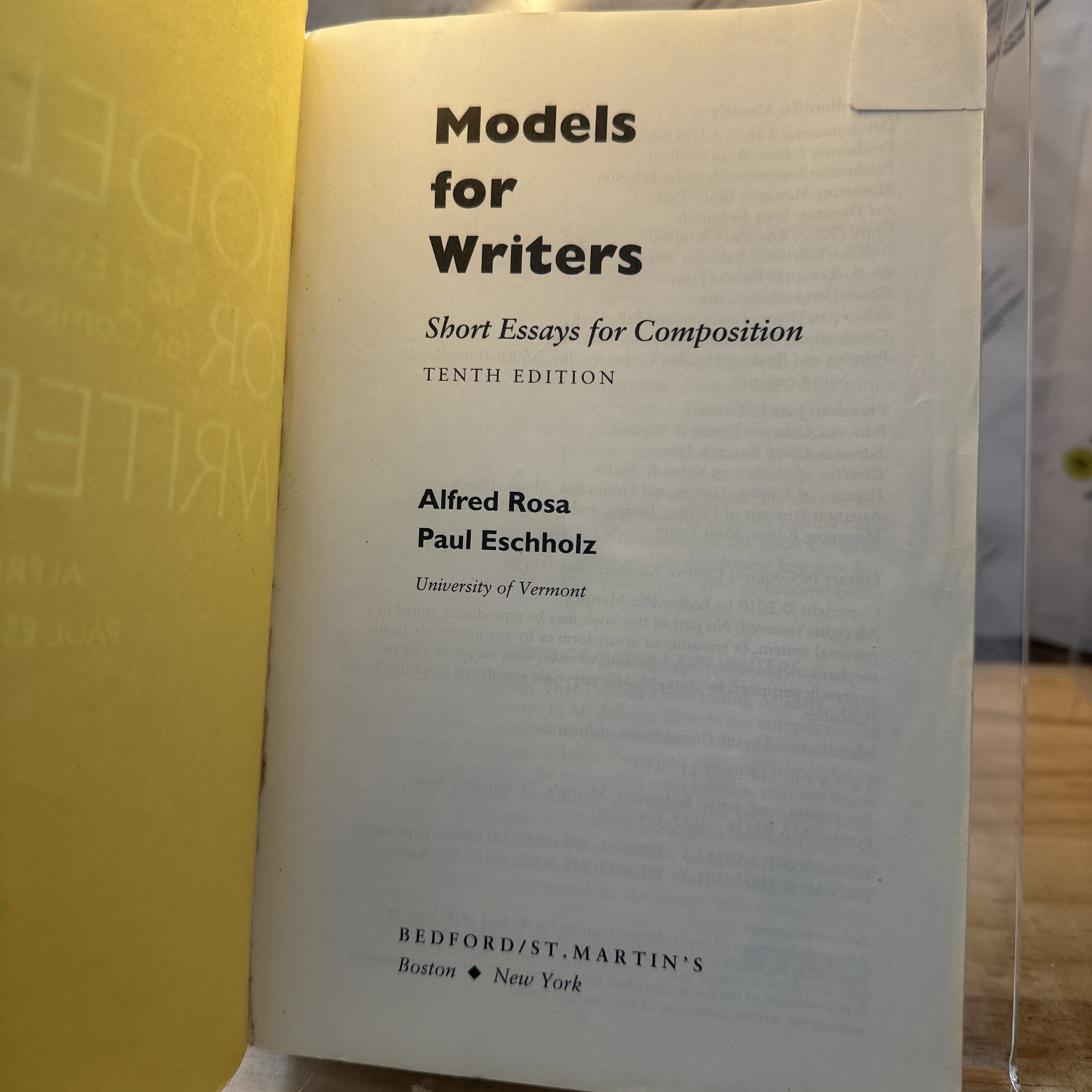 MODELS FOR WRITERS: SHORT ESSAYS FOR COMPOSITION By Rosa & Eachholz