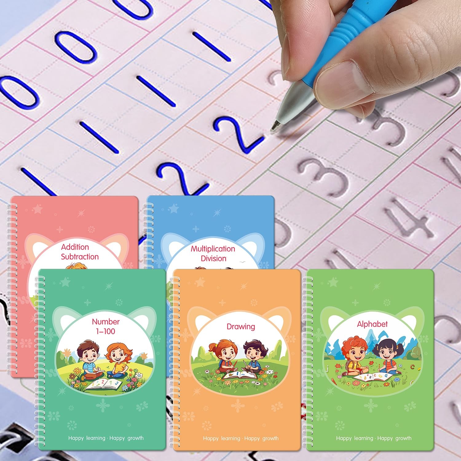 Reusable Handwriting Workbooks 3/4 Grooved Pages Magic Copybook Writing