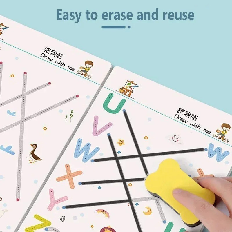 Kids Magic Tracing Workbook Reusable Montessori Writing Practice Copybook USA