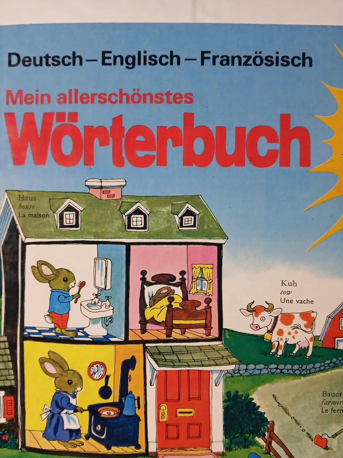 1975 RICHARD SCARRY DICTIONARY (English, German,French) Worterbuch Vtg Rare