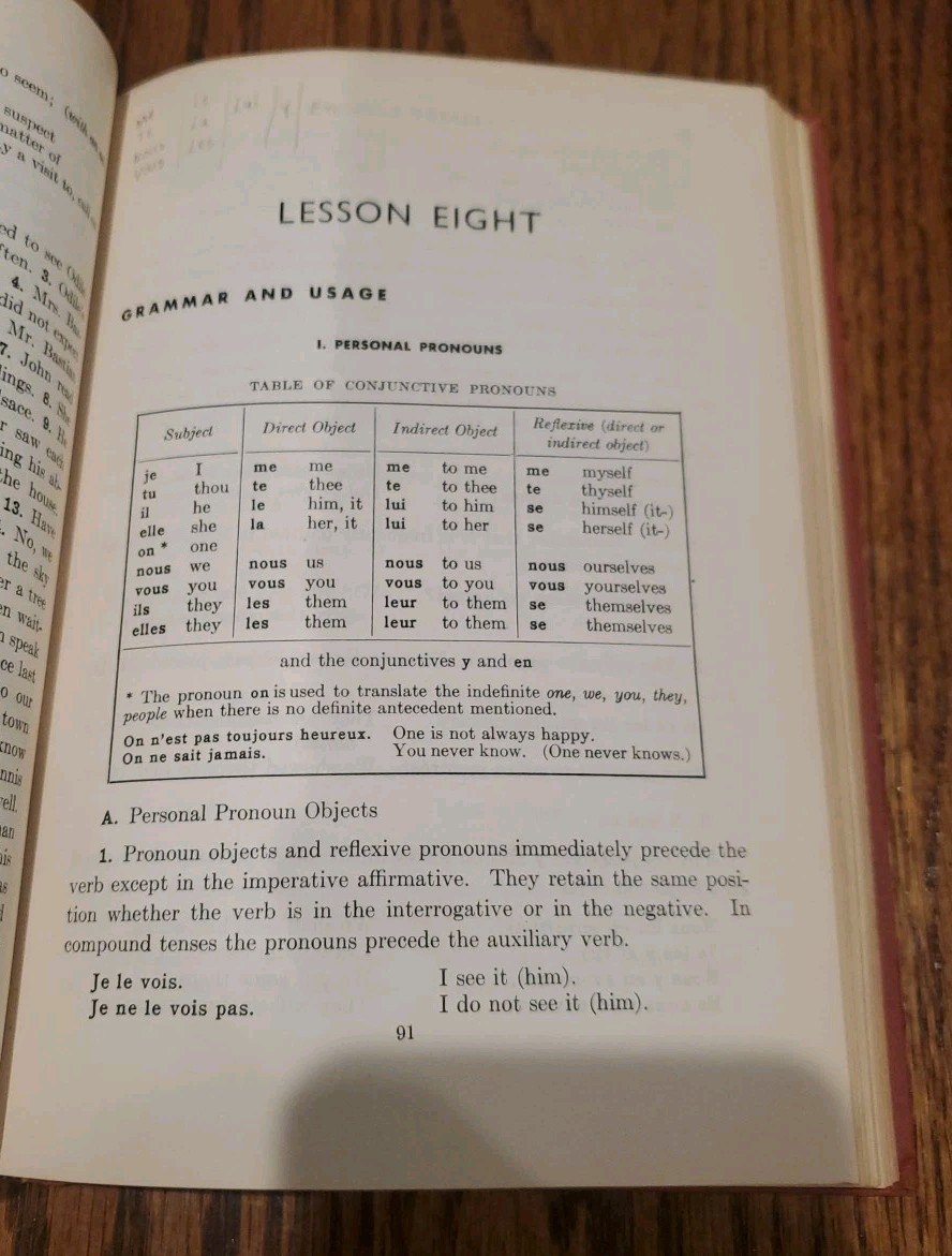 French In Review Rene Daudon 1947 HC 16 Lessons Vocabulary Grammar Translation