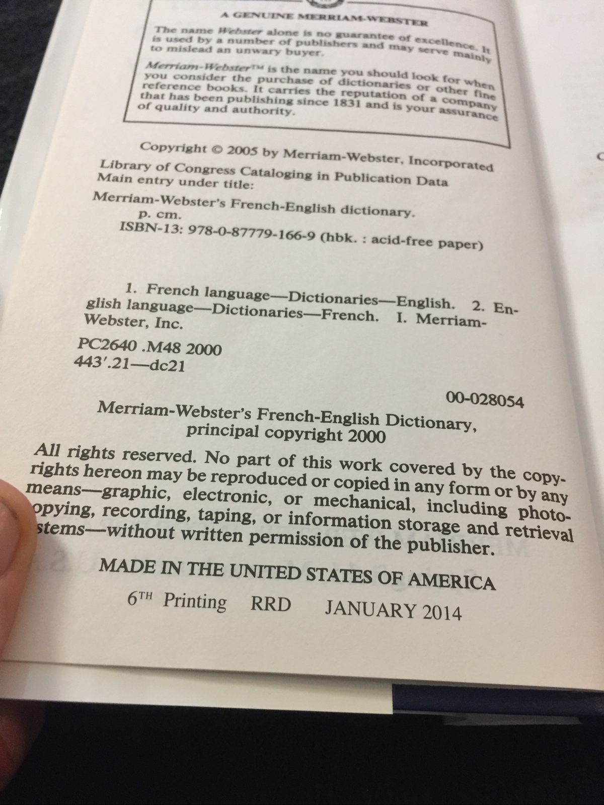 Merriam-Webster’s French-English Dictionary by Merriam-Webster (2000, Trade…