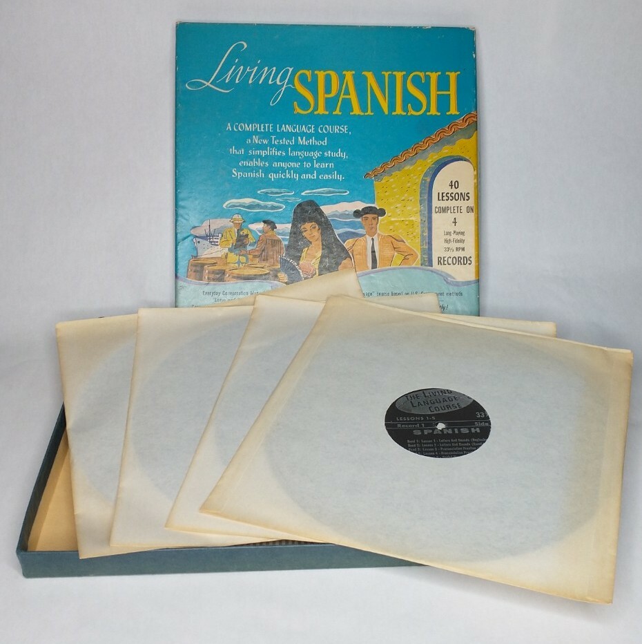 The Living Language Courses Living Spanish 4 Records Vintage 1955