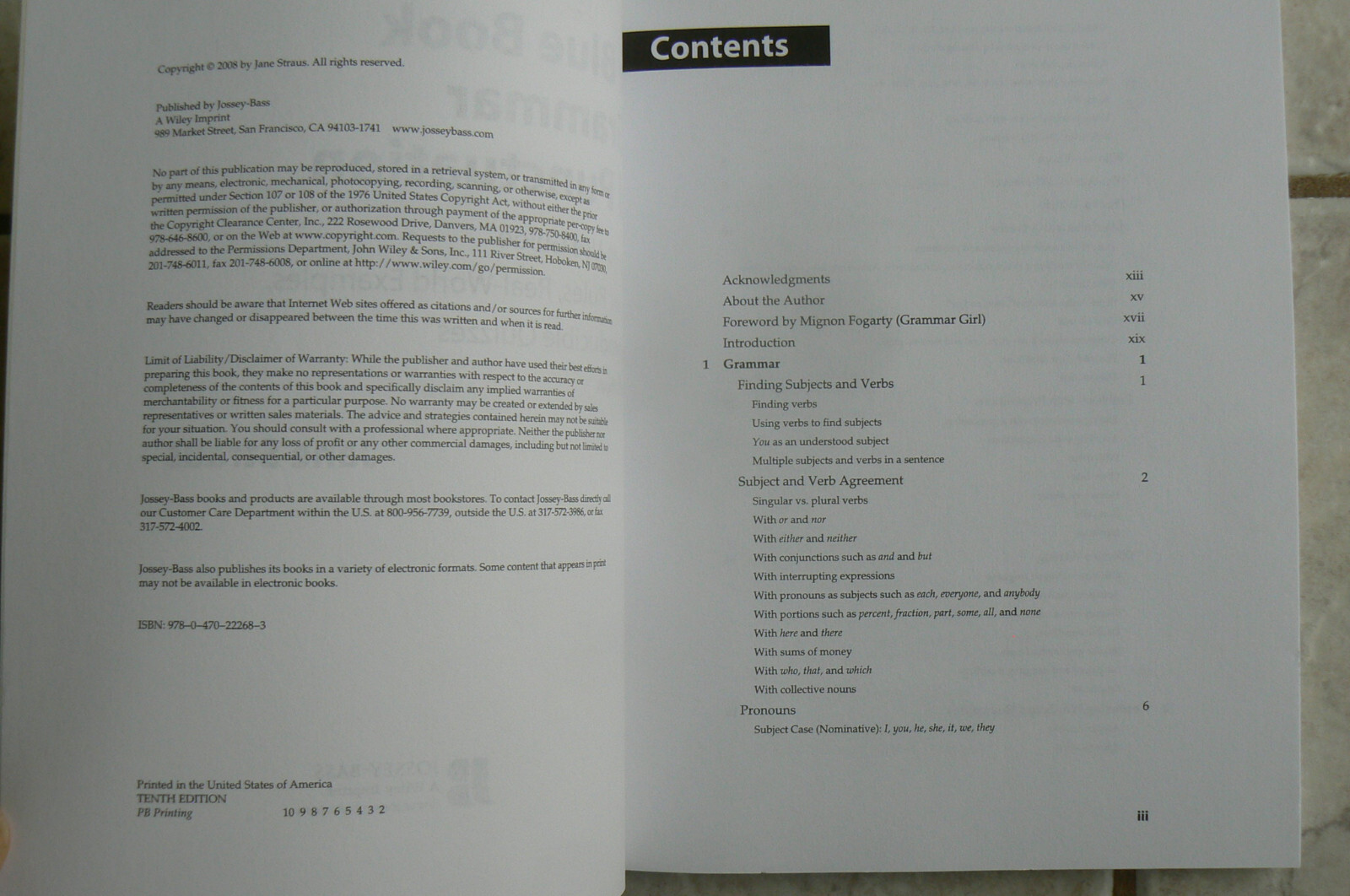 The Blue Book of Grammar&Punctuation,10th Ed.Jane Straus, LN PB Jossey-Bass IEW