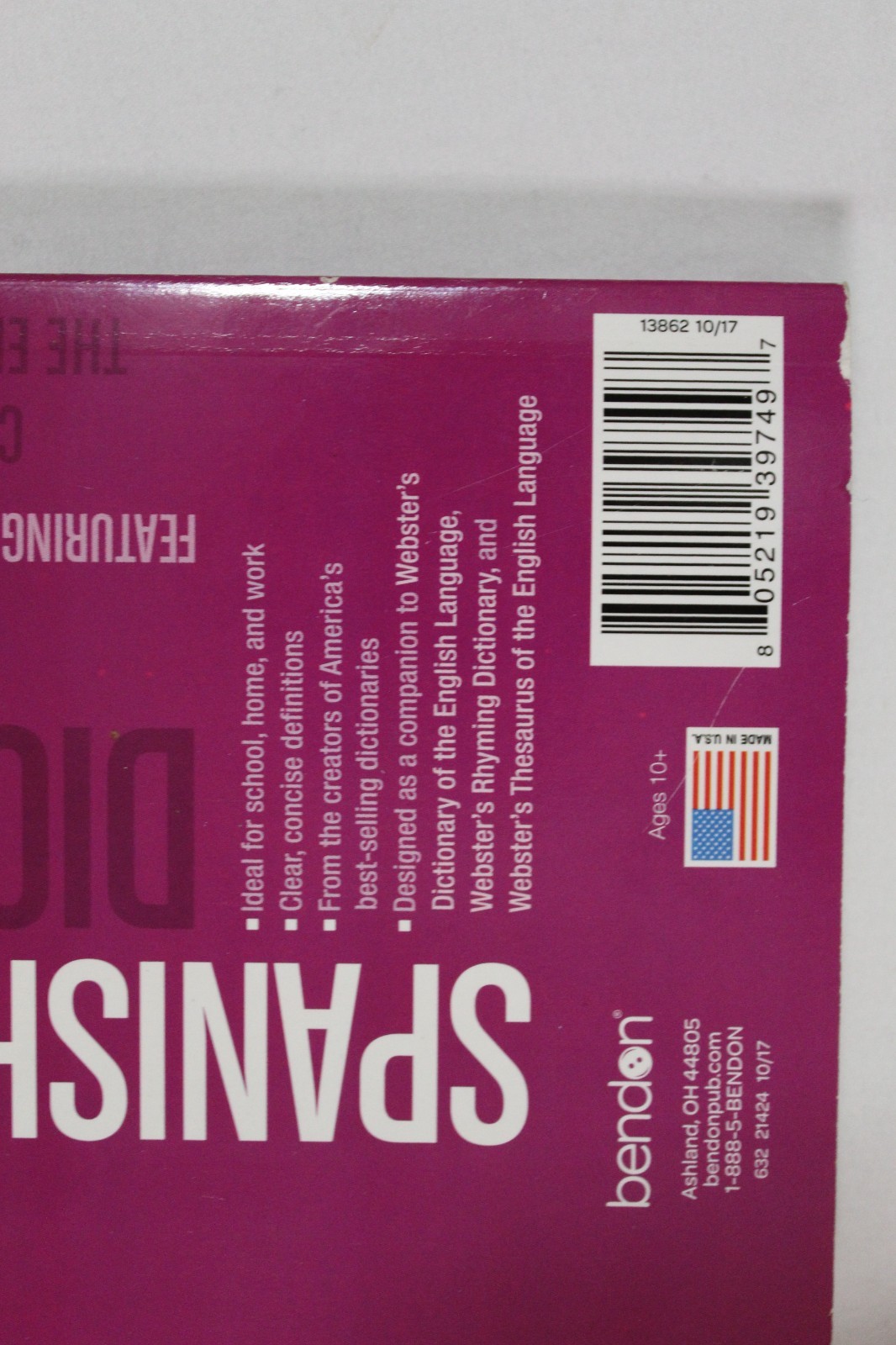 Webster’s Spanish-English Dictionary Paperback Book