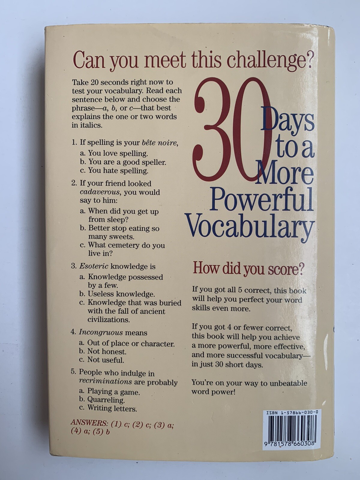 30 Days to a More Powerful Vocabulary: By Dr Wilfred Funk&Norman Lewis, Revised