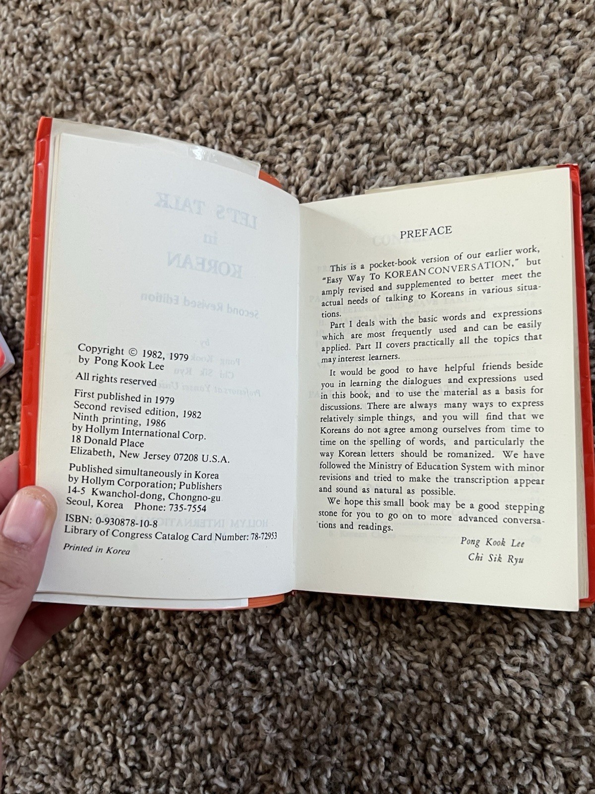 Let’s Talk in Korean By Lee/Ryu (1986), & Pimsleur Korean Pamplet (2005) Books