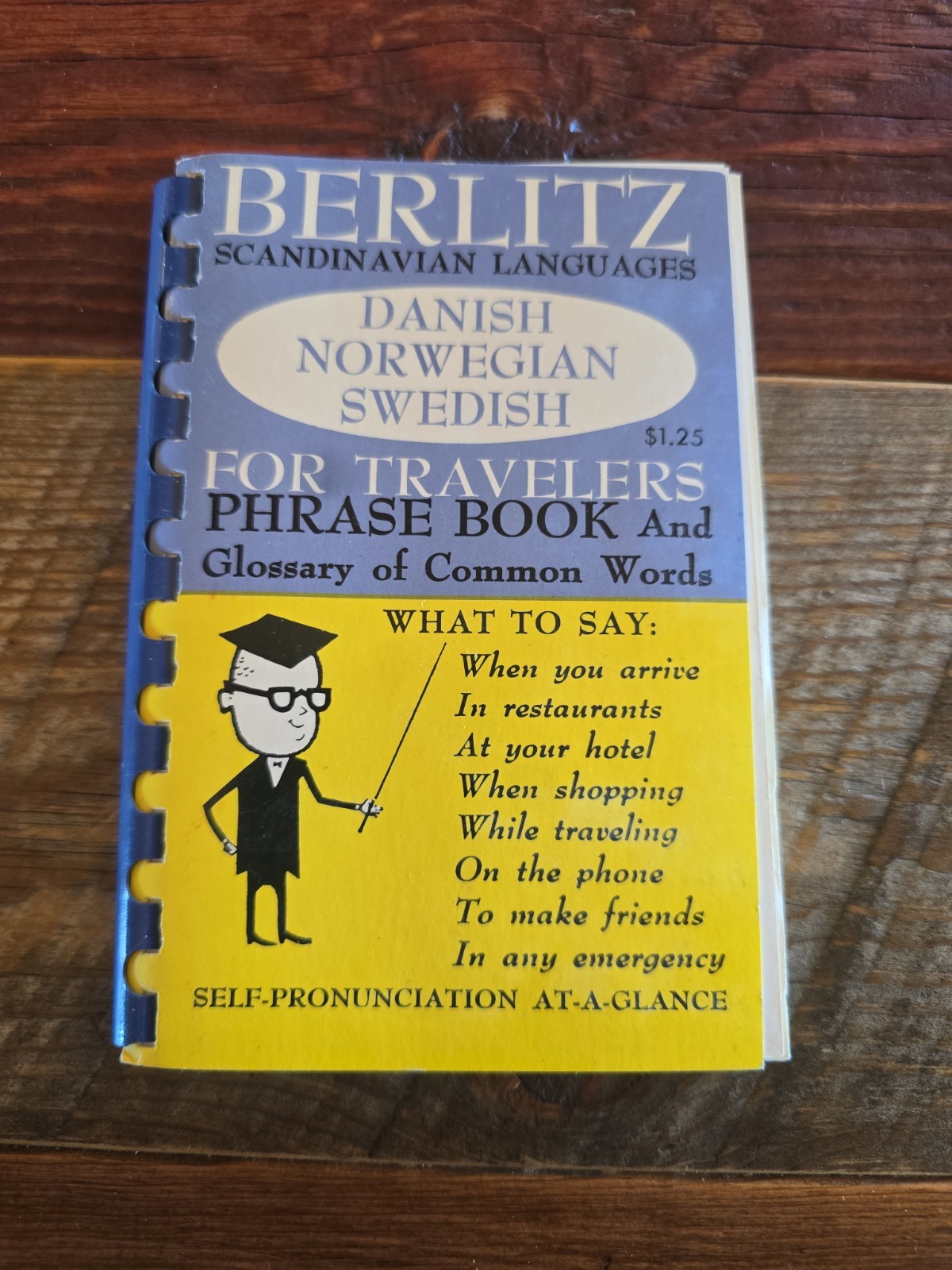 Vintage 1959 Berlitz Scandinavian Danish Norwegian Swedish Phrase Book Softcover