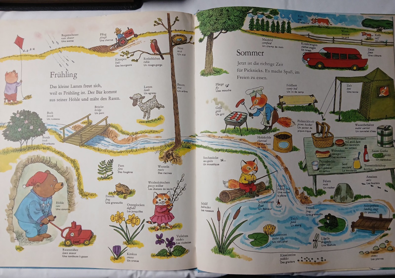 1975 RICHARD SCARRY DICTIONARY (English, German,French) Worterbuch Vtg Rare