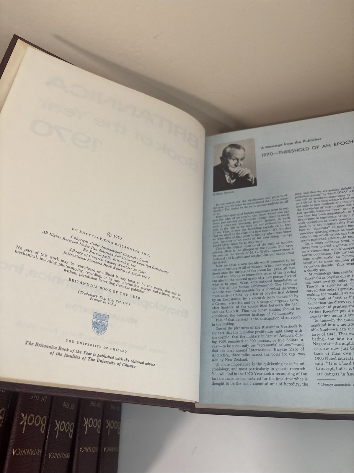Britannica Book Of The Year 1965-1974 Events From Hardback Leather Set Of 10