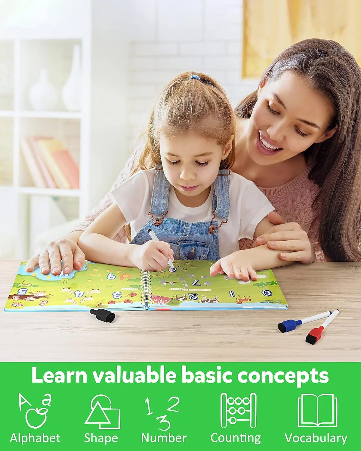 Coogam Magic Writing Practice for Preschool with Color Pattern, Learn to Write W