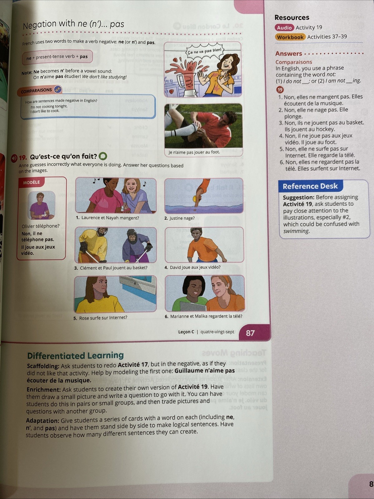 T’es branché? 1 French 3rd Ed Student Workbook Teacher Edition Bundle VG