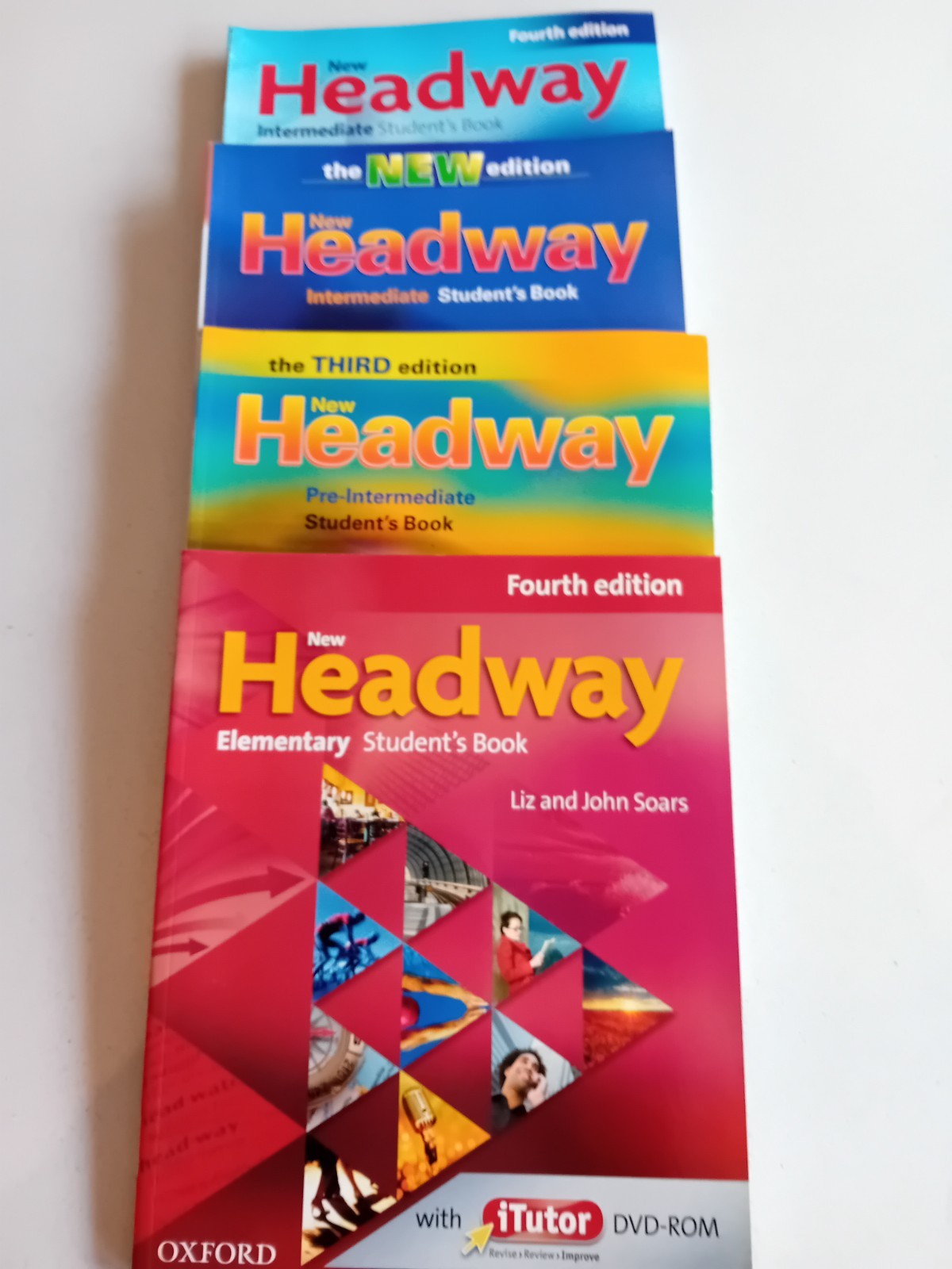 Set of 4 Headway Course Books for EFL Students from Elementary to Intermediate