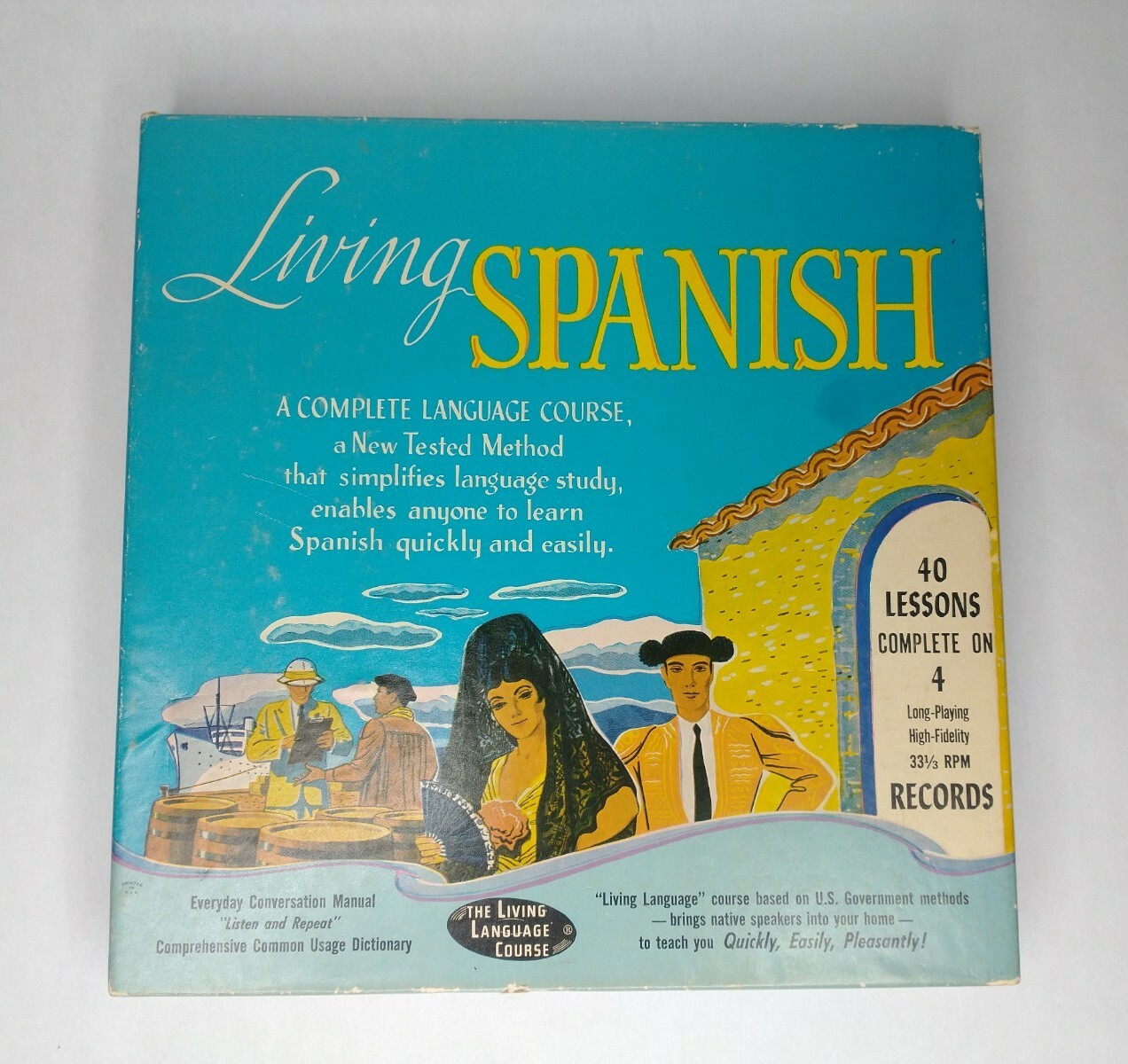 The Living Language Courses Living Spanish 4 Records Vintage 1955