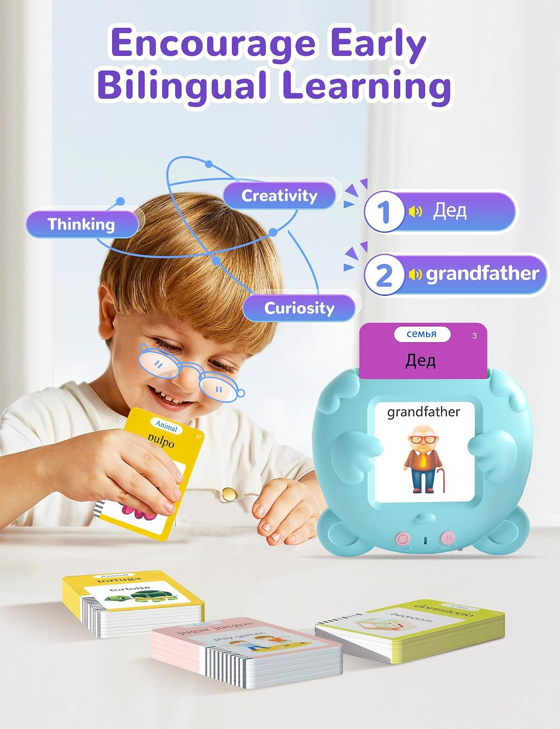 Russian and English Talking Flash Cards for Kids, 510 Sight Words Bilingual