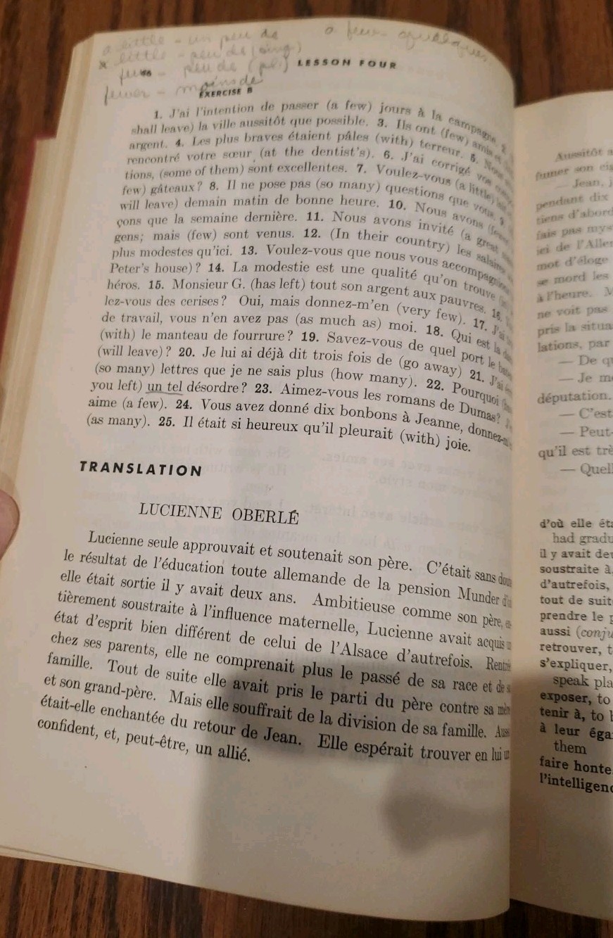 French In Review Rene Daudon 1947 HC 16 Lessons Vocabulary Grammar Translation