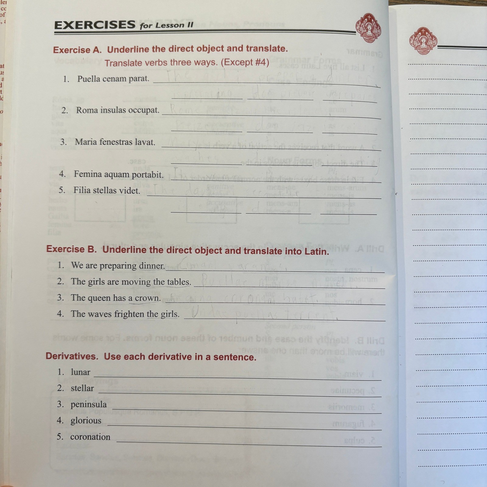 Memoria Press Latina Christiana II Student Teacher Manual Cards Set Good Tan
