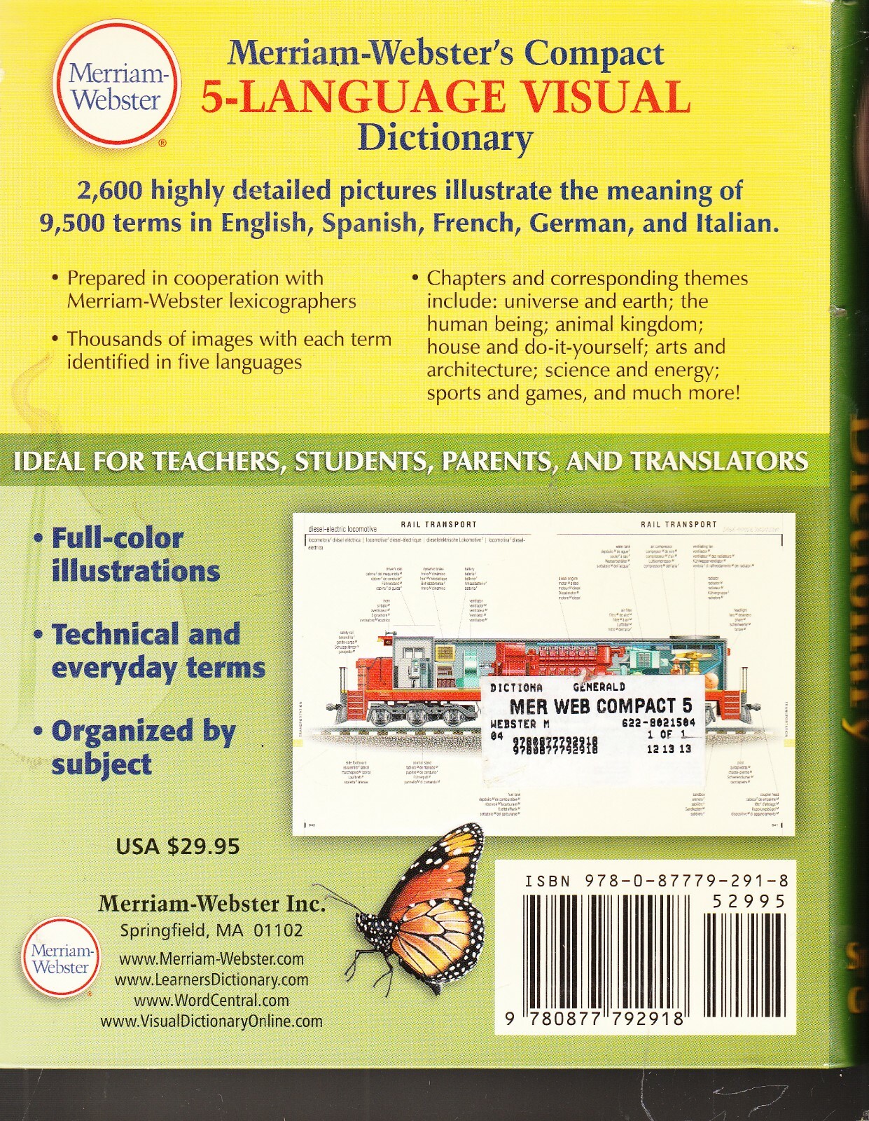 MERRIAM-WEBSTER’S COMPACT 5-LANGUAGE VISUAL DICTIONARY (2010 Paperback) (E)