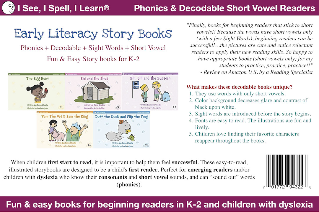 Phonics, Sight Words, Short Vowel, Decodable Storybooks – Levels A, B & C