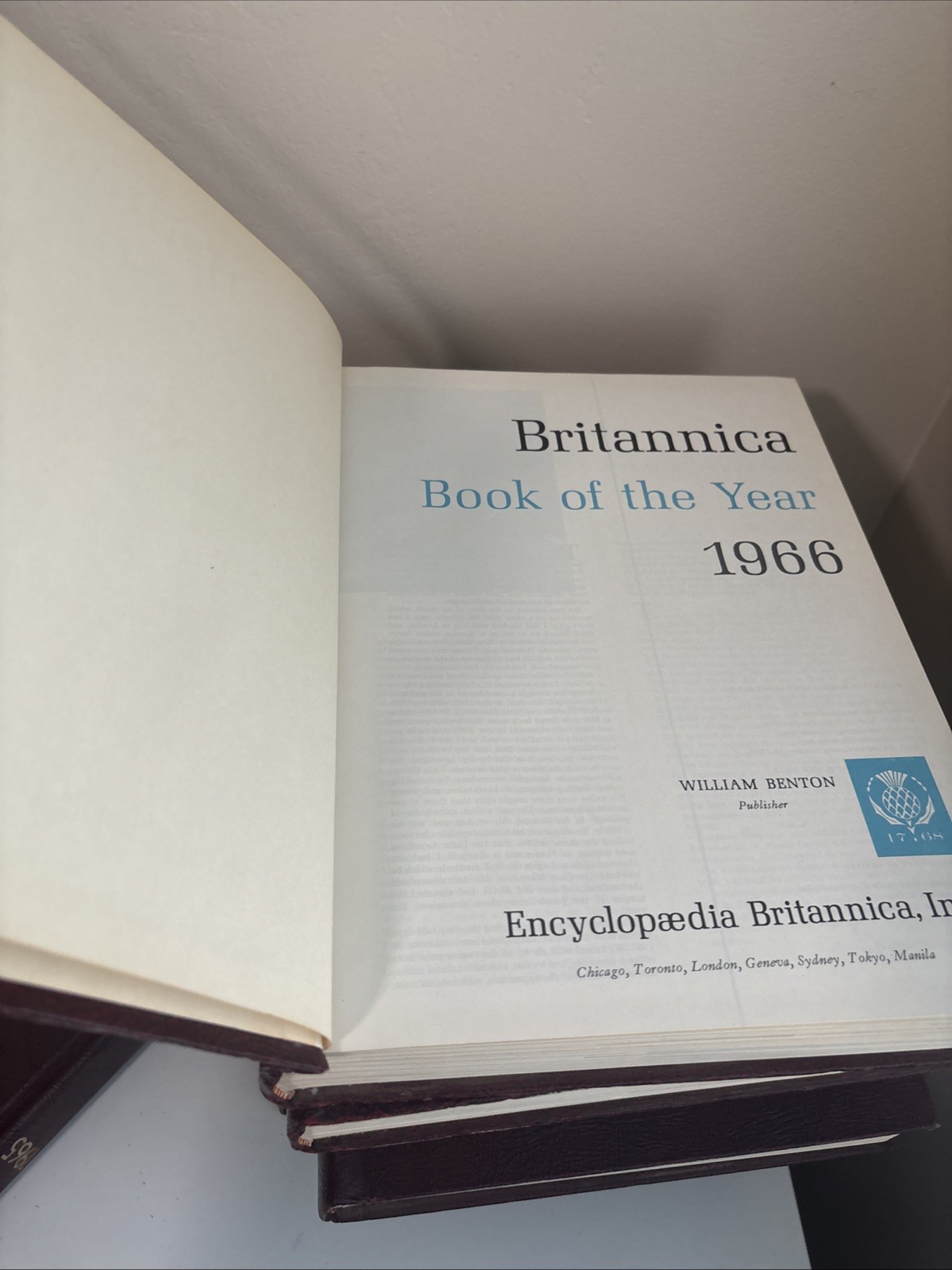 Britannica Book Of The Year 1965-1974 Events From Hardback Leather Set Of 10