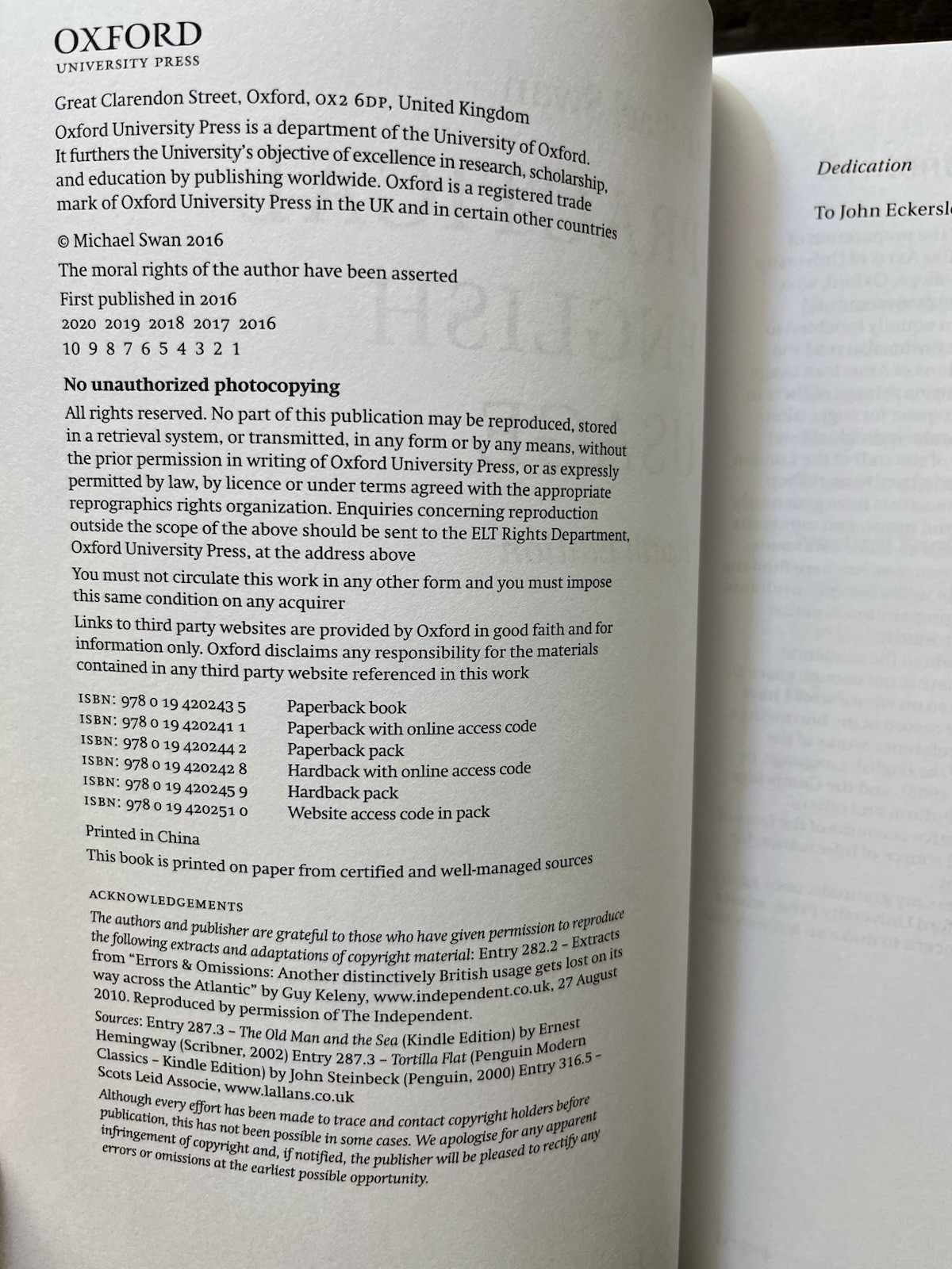 Practical English Usage, 2020, 4th Edition Paperback Like New AA