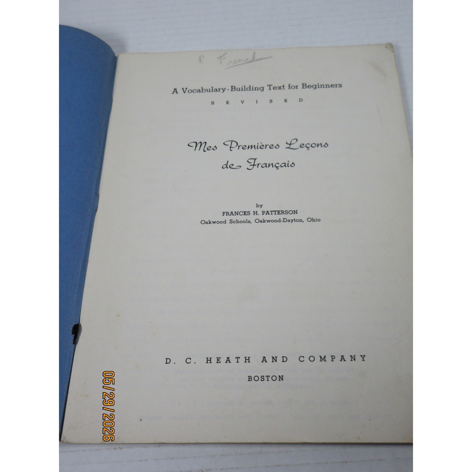 Vintage 1954 Mes Premieres Lecons de Francais French Textbook Frances Patterson