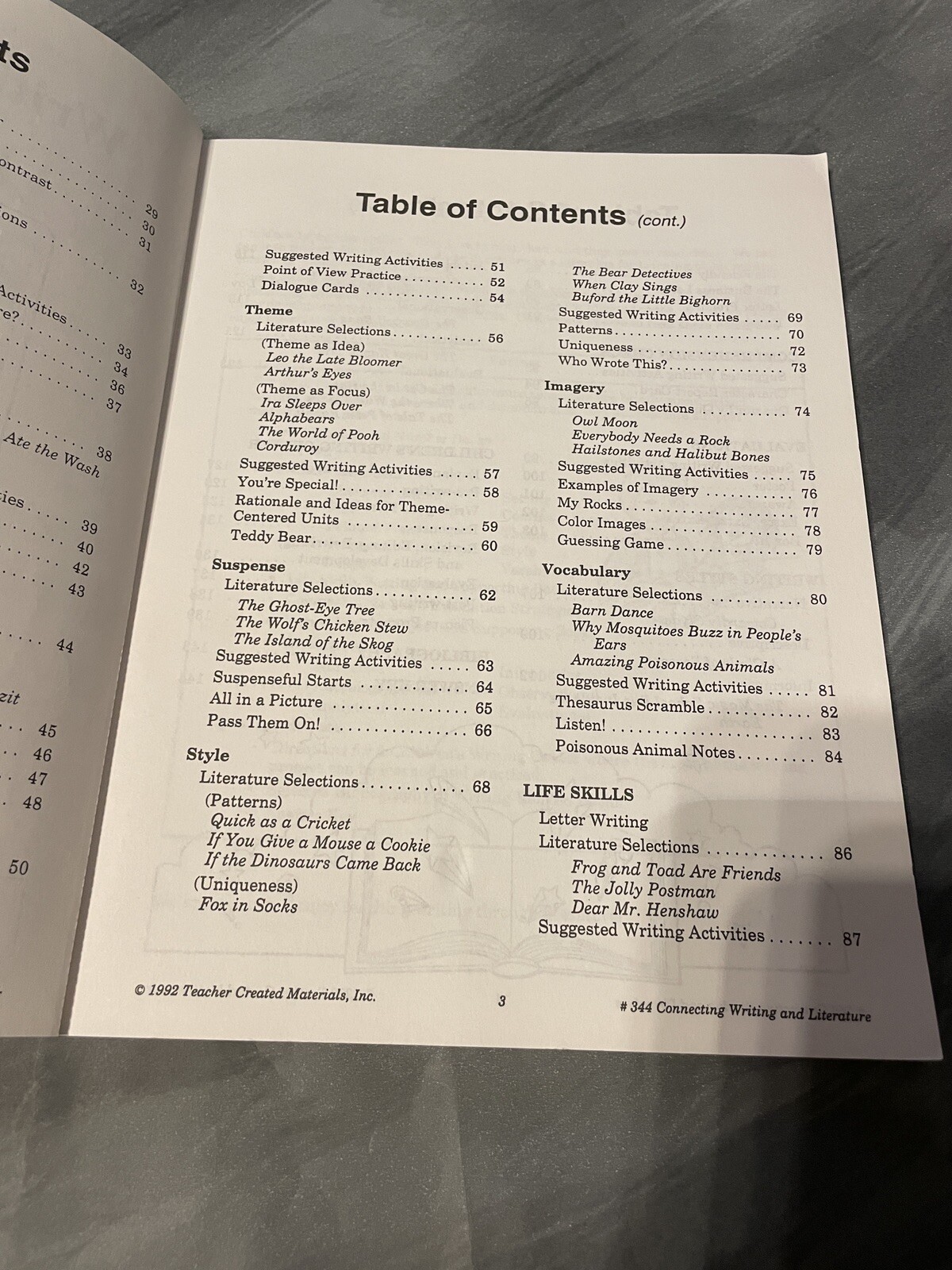 Connecting Writing & Literature Teacher Created Materials Workbook Homeschooling