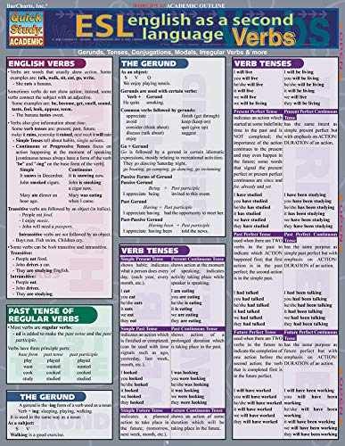 Esl Verbs (Quickstudy Reference Guides – – Pamphlet, by Arnet Liliane – Good