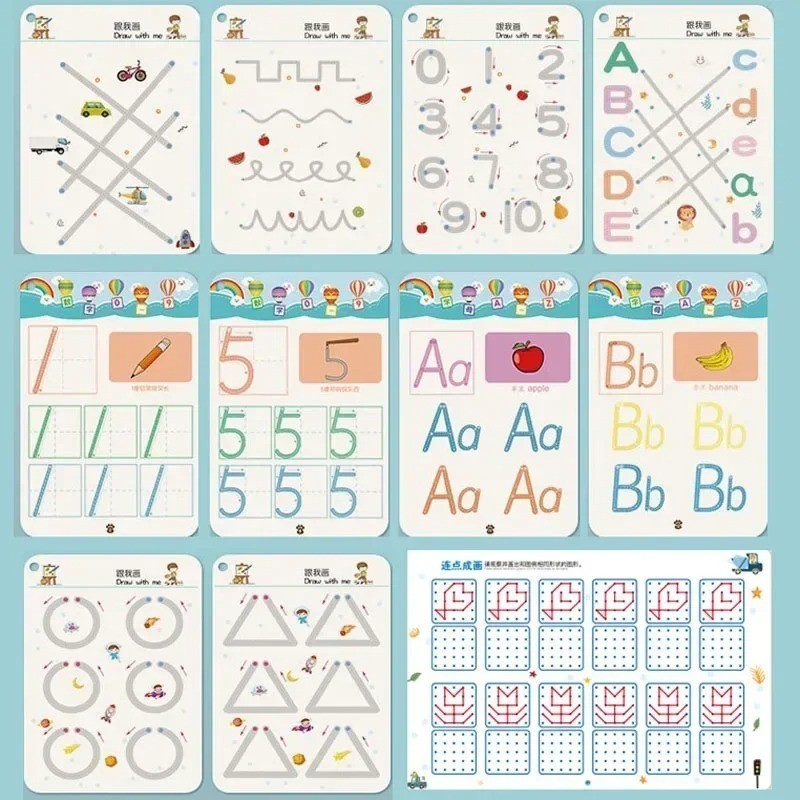 Kids Magic Tracing Workbook Reusable Montessori Writing Practice Copybook USA