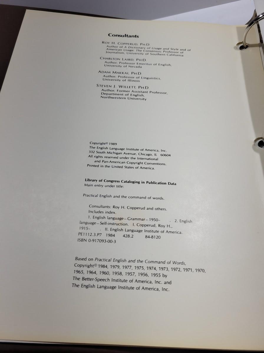 Vintage Practical English & The Command Of Words Roy H Copperud Binder USA