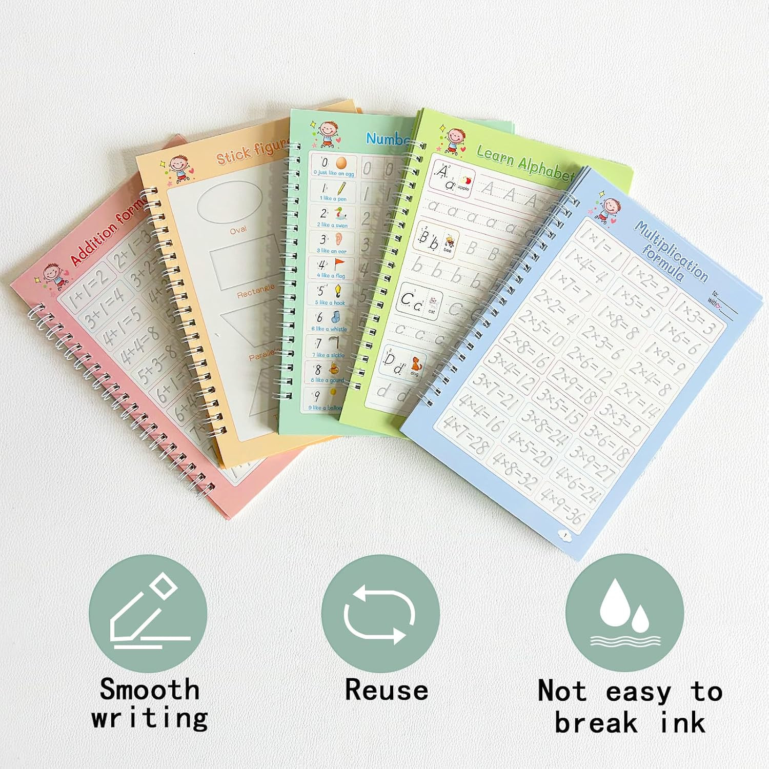 Grooved Magic Practice Copybook, Reusable Writing Practice Book, for Preschool K