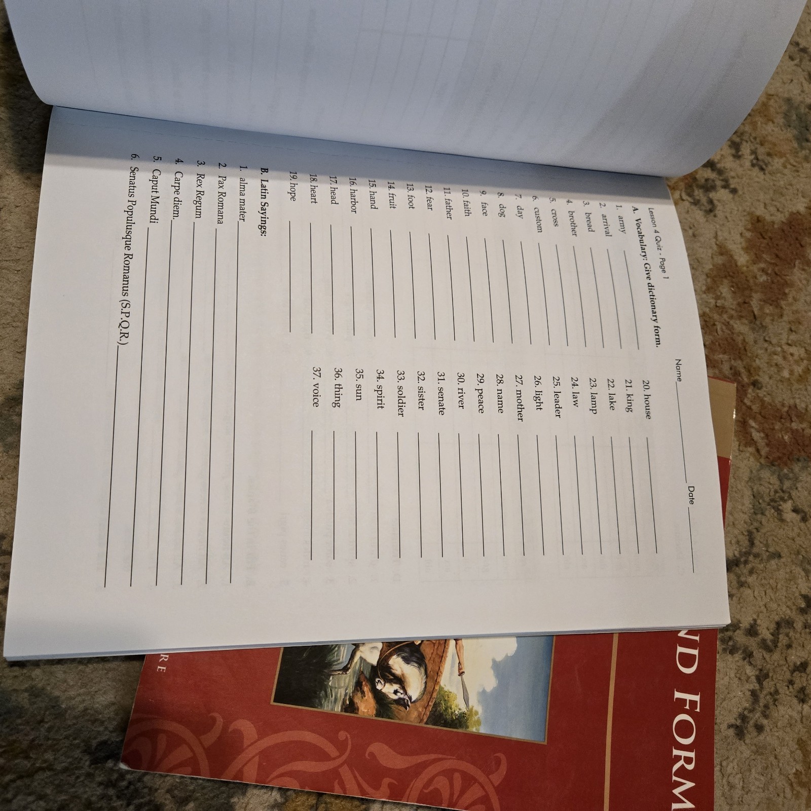Second Form Latin, Student Text by Cheryl Lowe – Memoria Press Quizzes Tests