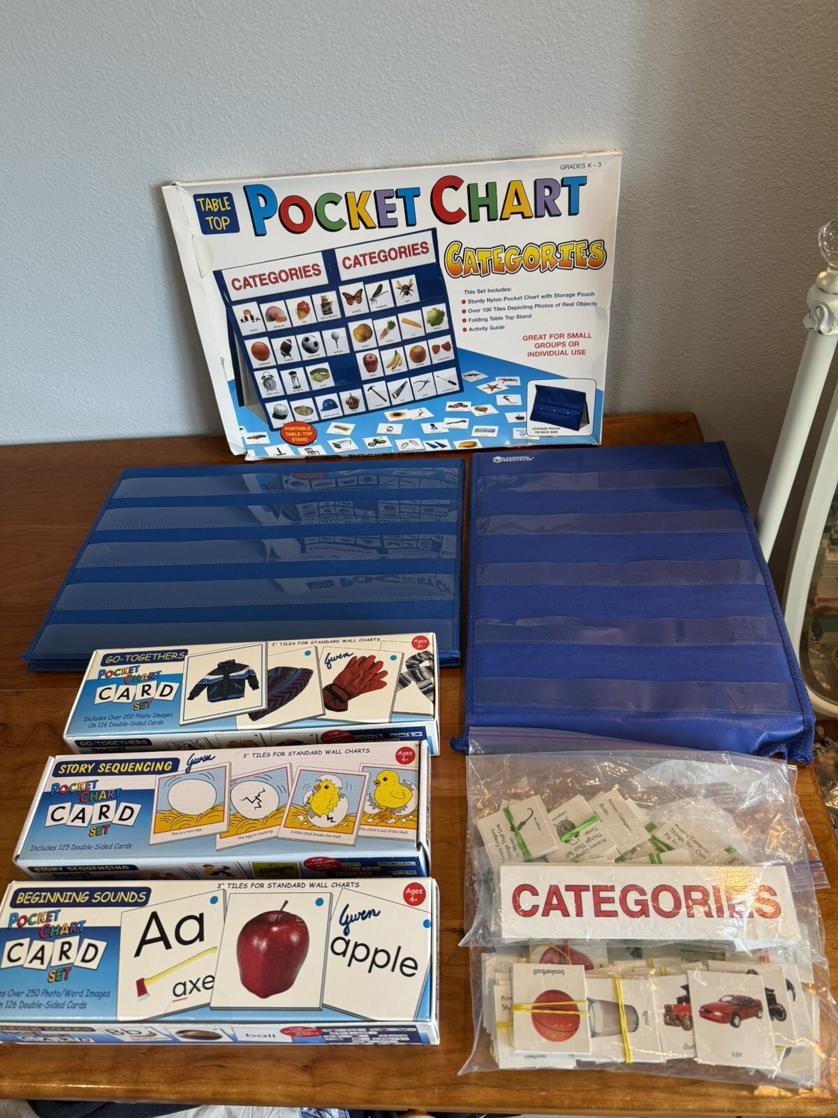 Large complete boxed sets of Pocket Chart language learning activities excellent