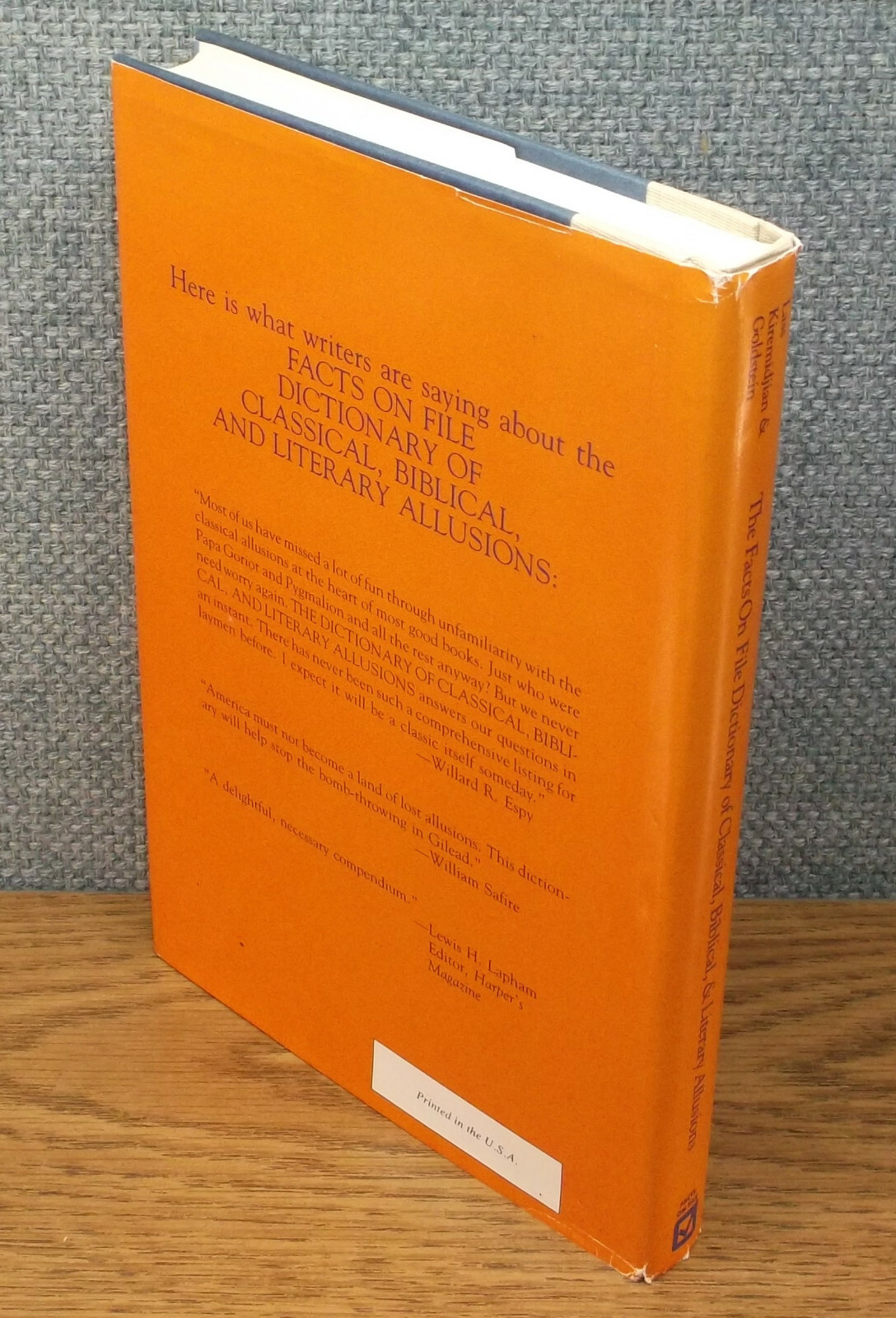 DICTIONARY OF CLASSICAL BIBLICAL & LITERARY ALLUSIONS Abraham Lass Facts on File