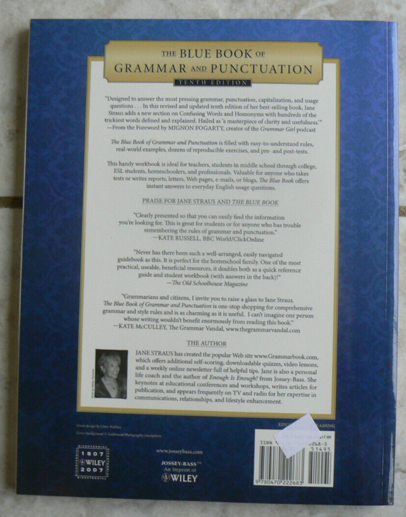The Blue Book of Grammar&Punctuation,10th Ed.Jane Straus, LN PB Jossey-Bass IEW