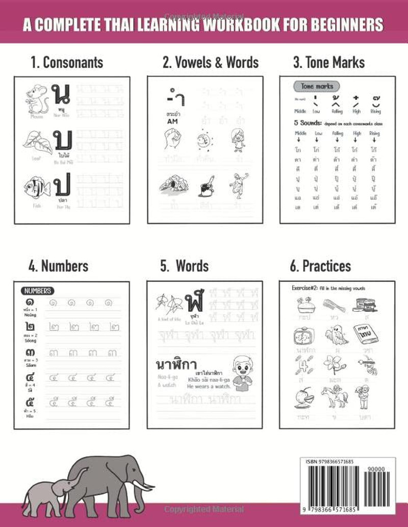 Thai Alphabet A Complete Thai Learning Workbook For Beginners: 6-in-1 Easy Thai