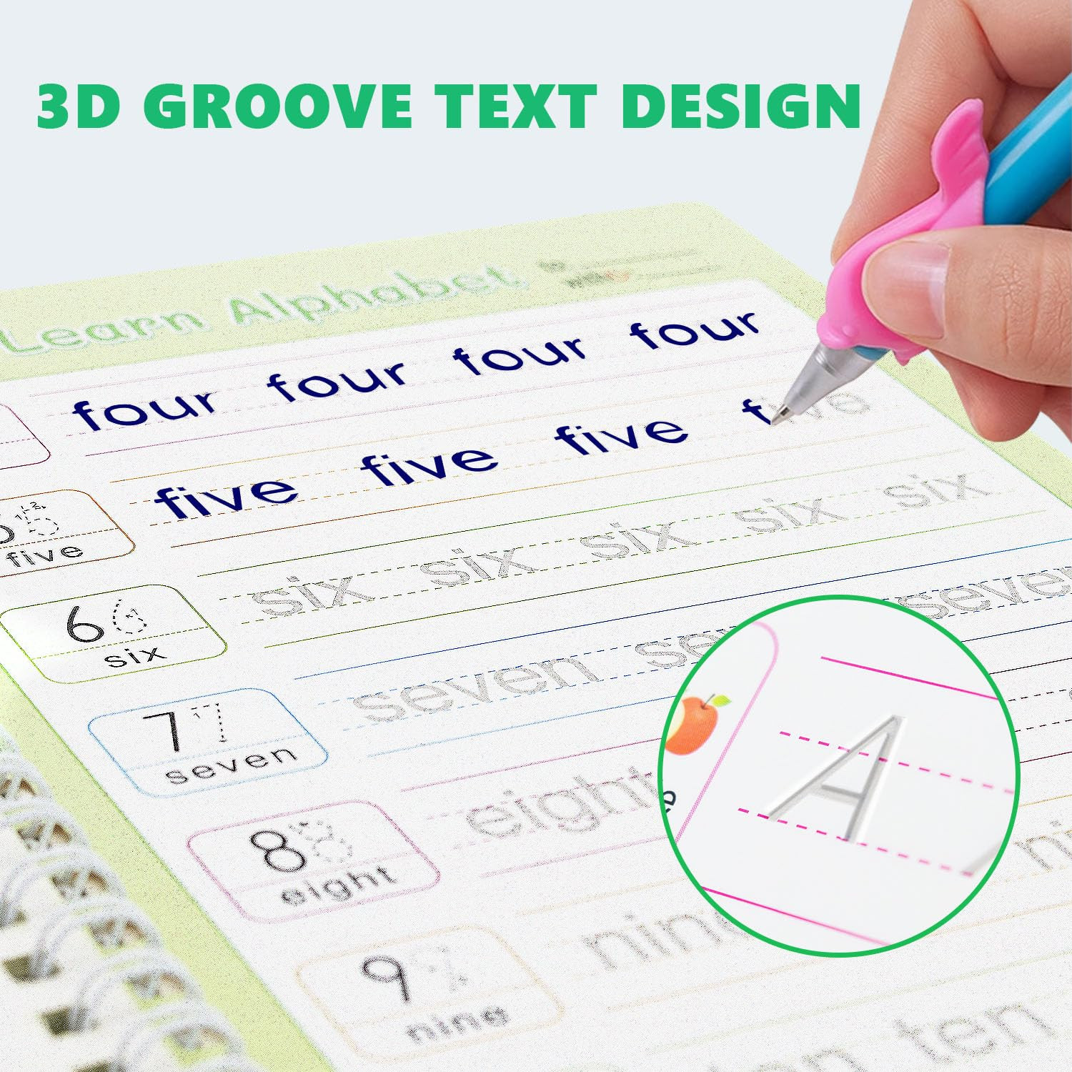 Magic Groove Practice Copybook for Kids, Reusable Writing Practice Book, Grooved