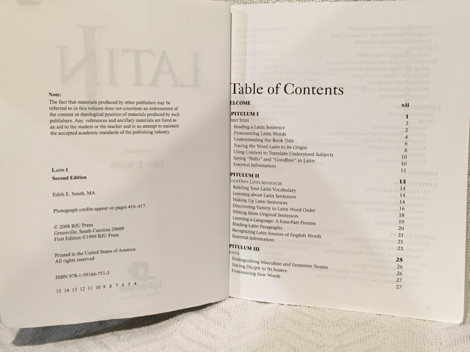 BJU Press Latin I for Christian Schools 2nd Edition 2008 Paperback Textbook