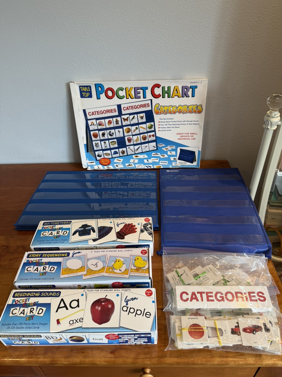 Large complete boxed sets of Pocket Chart language learning activities excellent