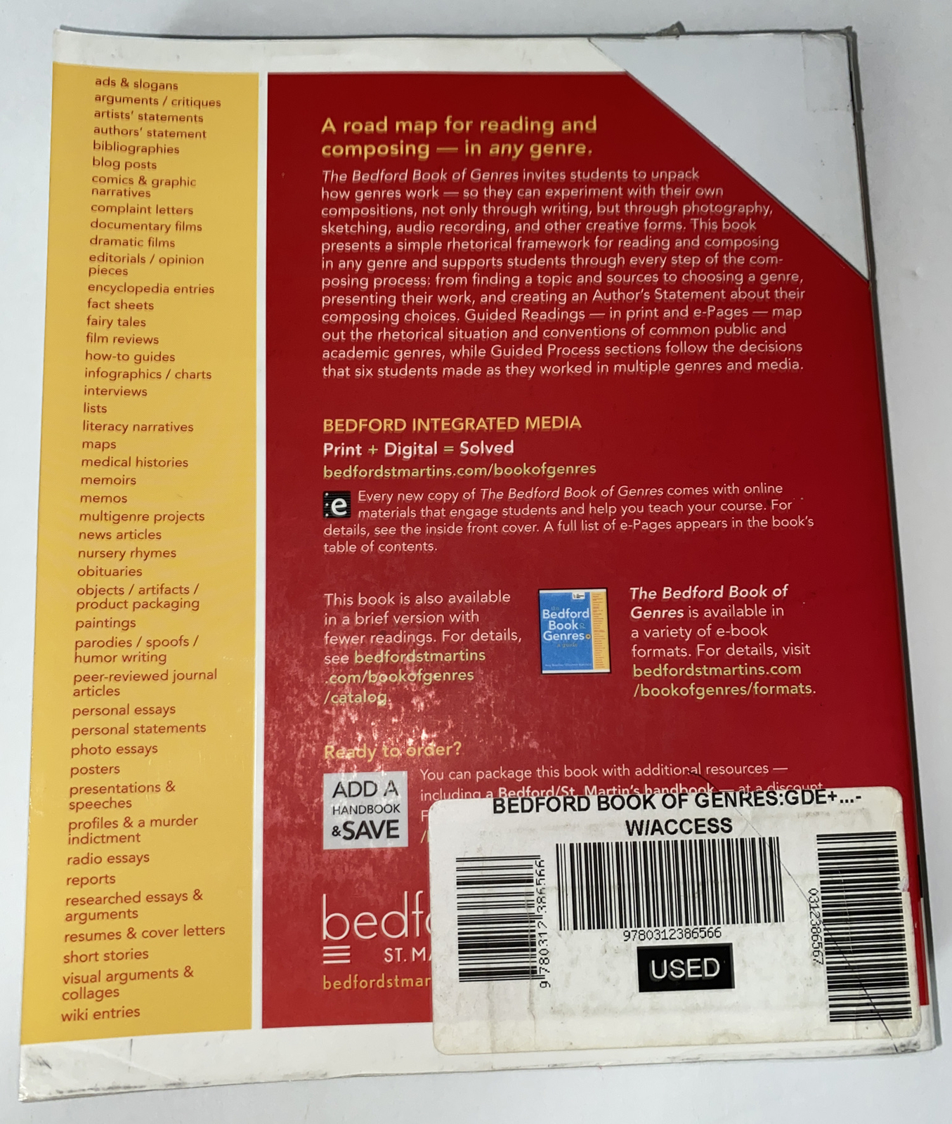 The Bedford Book of Genres : A Guide and Reader by Elizabeth Kleinfeld and…