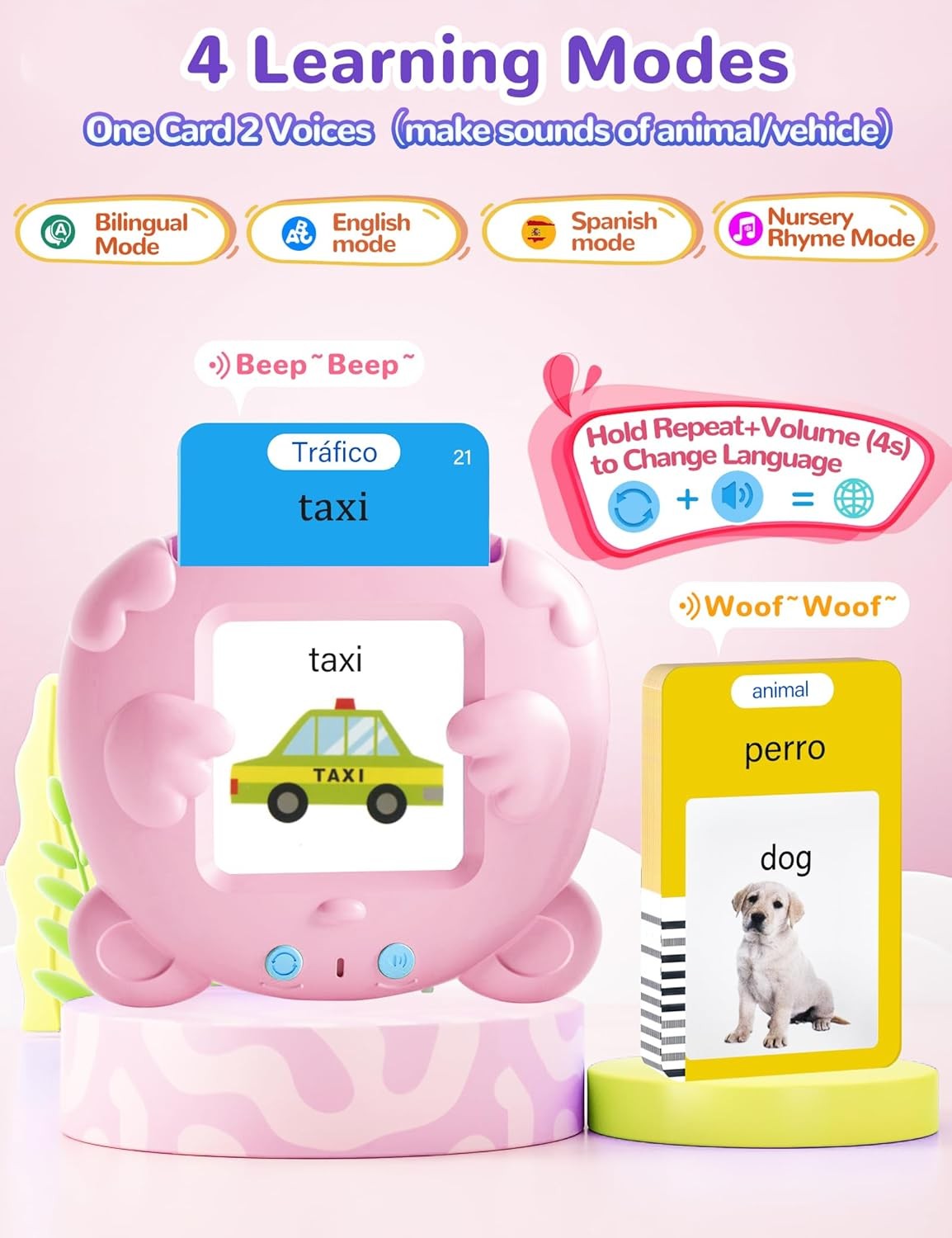 Spanish & English Talking Flash Cards for Toddlers, 510 Sight Words Bilingual Pi