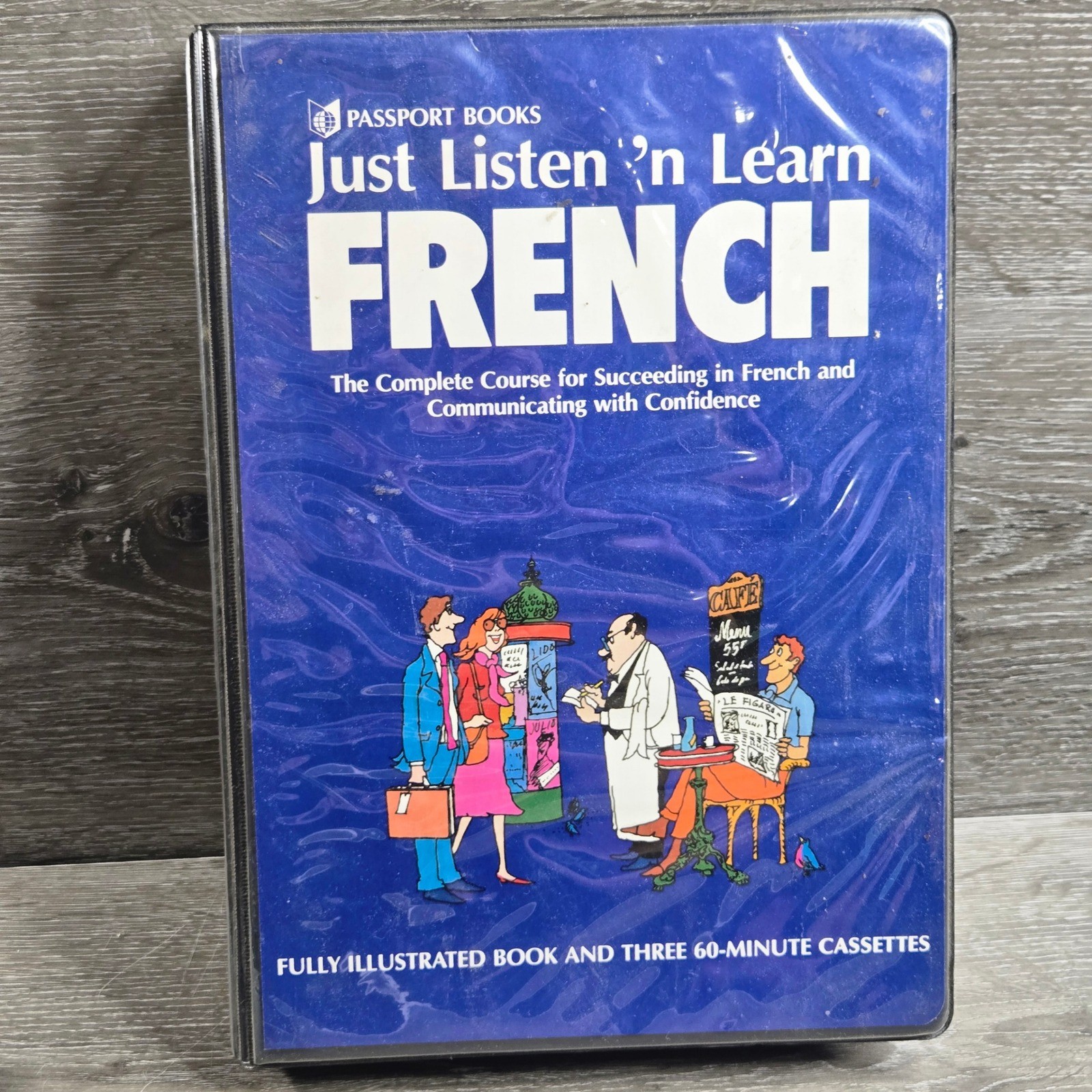 Passport Books Just Listen ‘n Learn French Language Course 3 Cassettes Book Blue